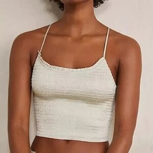 Free People Intimately Right On Time Satin Cami Tank Smocked Top NWT Size S